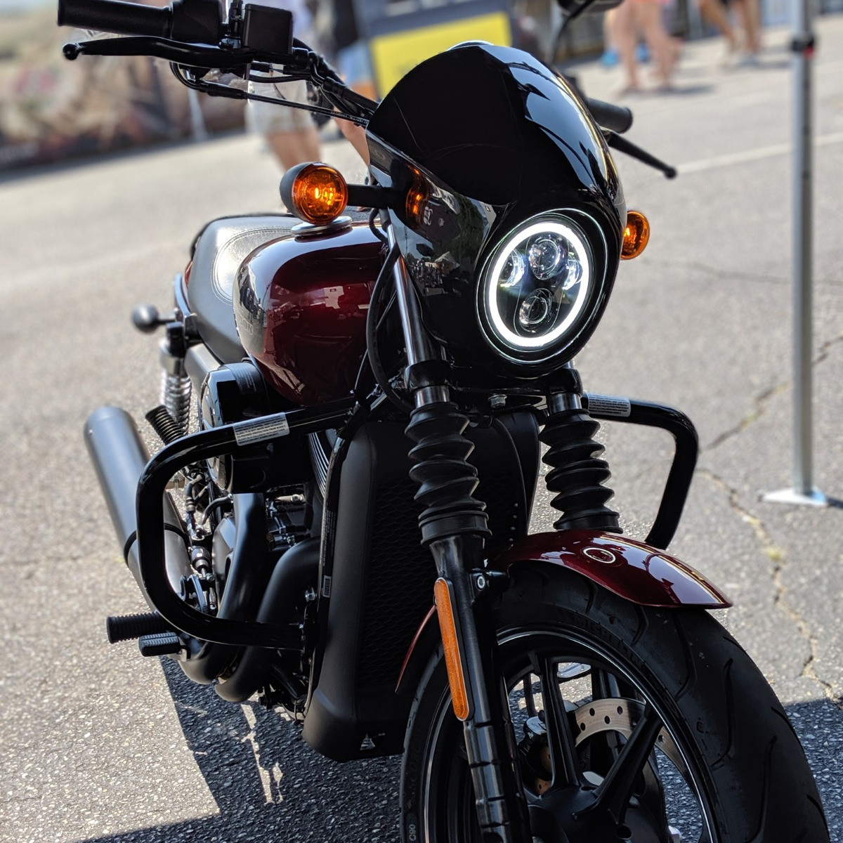 Hogworks 5 3/4" Led Black Halomaker® Headlight for Harley® Sportster, Dyna, Softail & Indian Motorcycles®