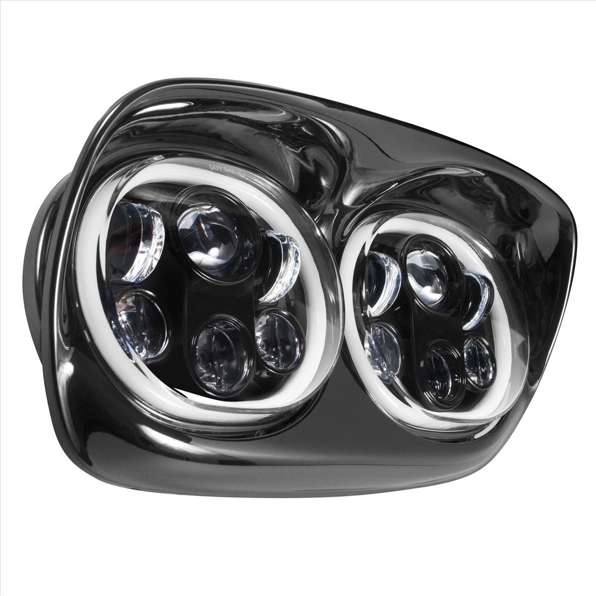 Hogworks Dual Led Black Halomaker® Headlight for Harley® Road Glide '98-'13