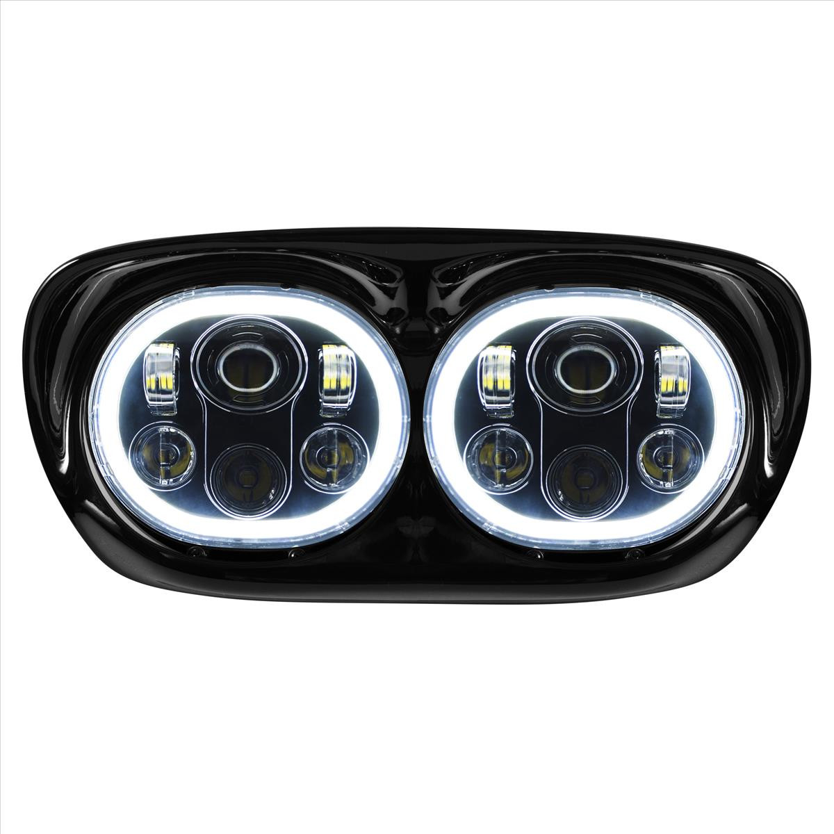 Hogworks Dual Led Black Halomaker® Headlight for Harley® Road Glide '98-'13