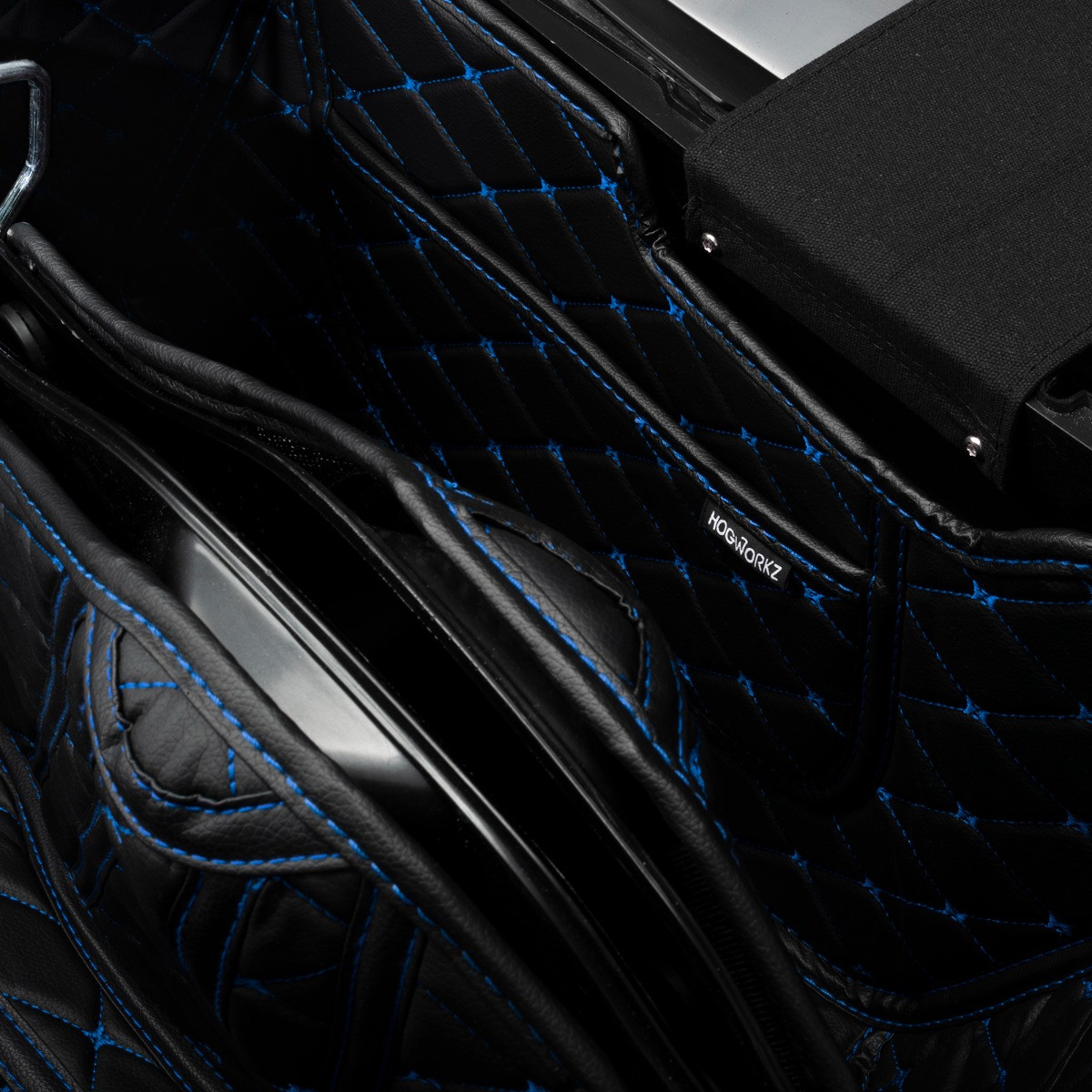 Hogworks Hogworkz® Tapered Stretched Saddlebag Liners '14-'25 | Black w/ Blue Stitching Fits Harley® Oem
