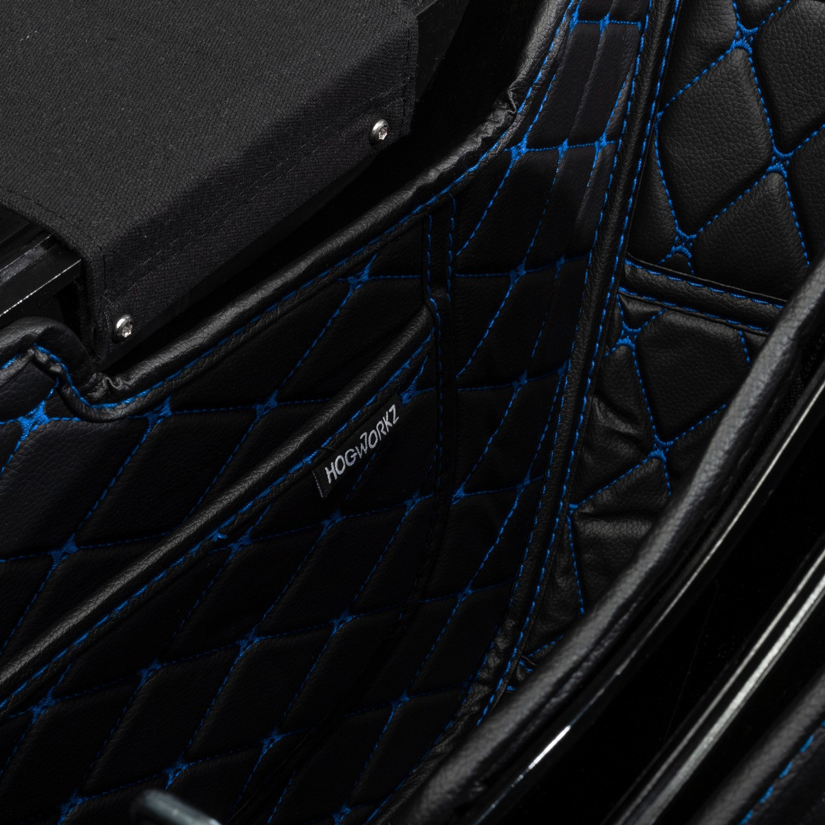 Hogworks Hogworkz® Tapered Stretched Saddlebag Liners '14-'25 | Black w/ Blue Stitching Fits Harley® Oem