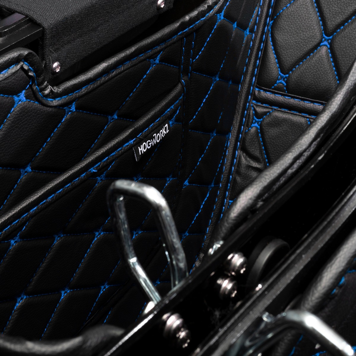 Hogworks Hogworkz® Tapered Stretched Saddlebag Liners '14-'25 | Black w/ Blue Stitching Fits Harley® Oem
