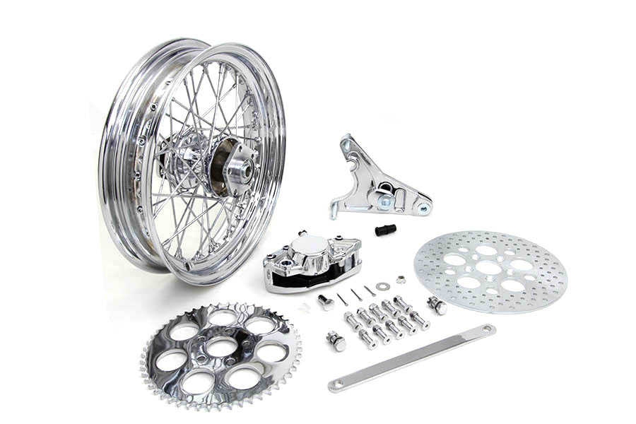 V-Twin - 16 inch x 3.00 inch Rear Wheel Kit with Caliper Chrome