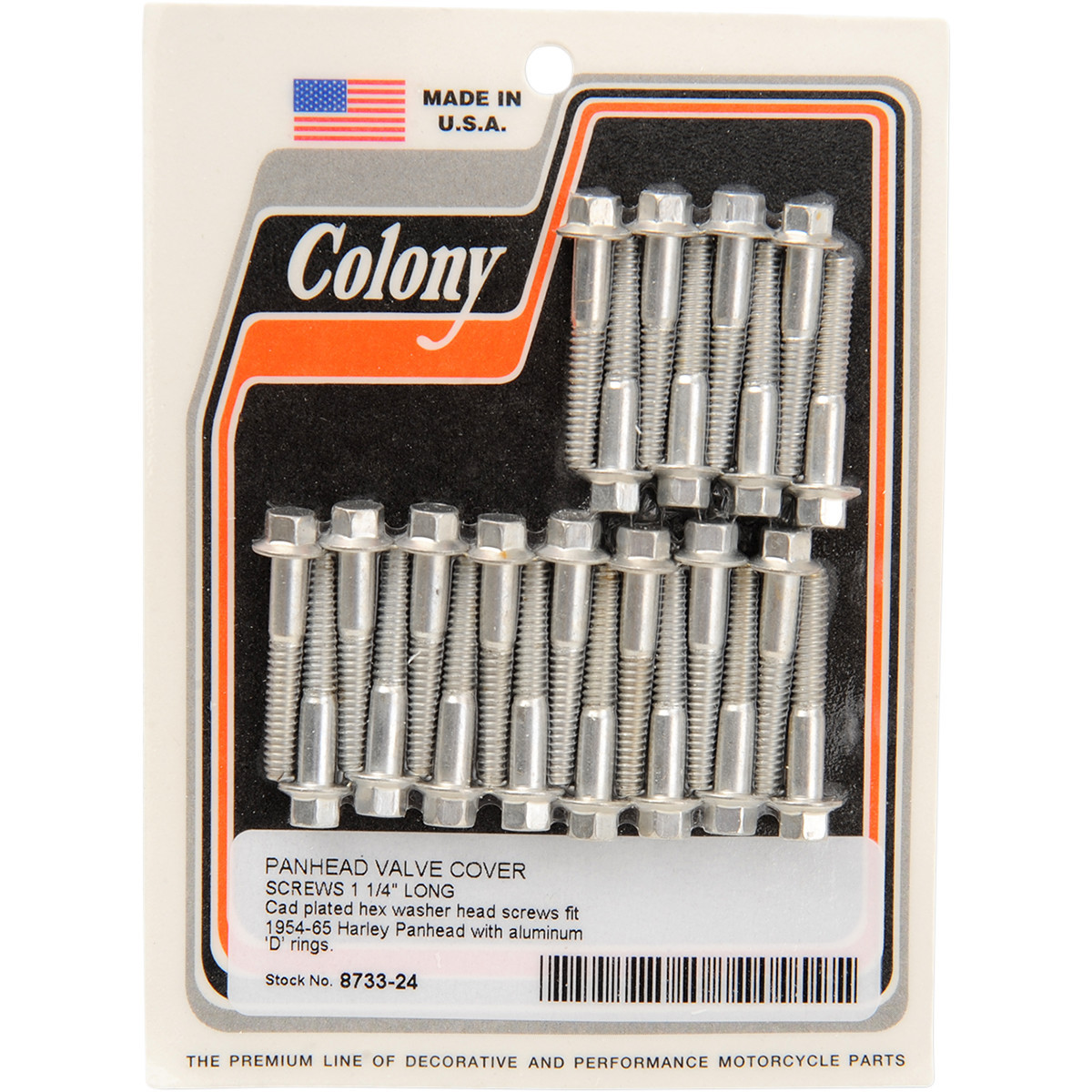 Colony #8733-24 - Screw Kit - Valve Cover/Hex - with Aluminum D Rings - Cadmium