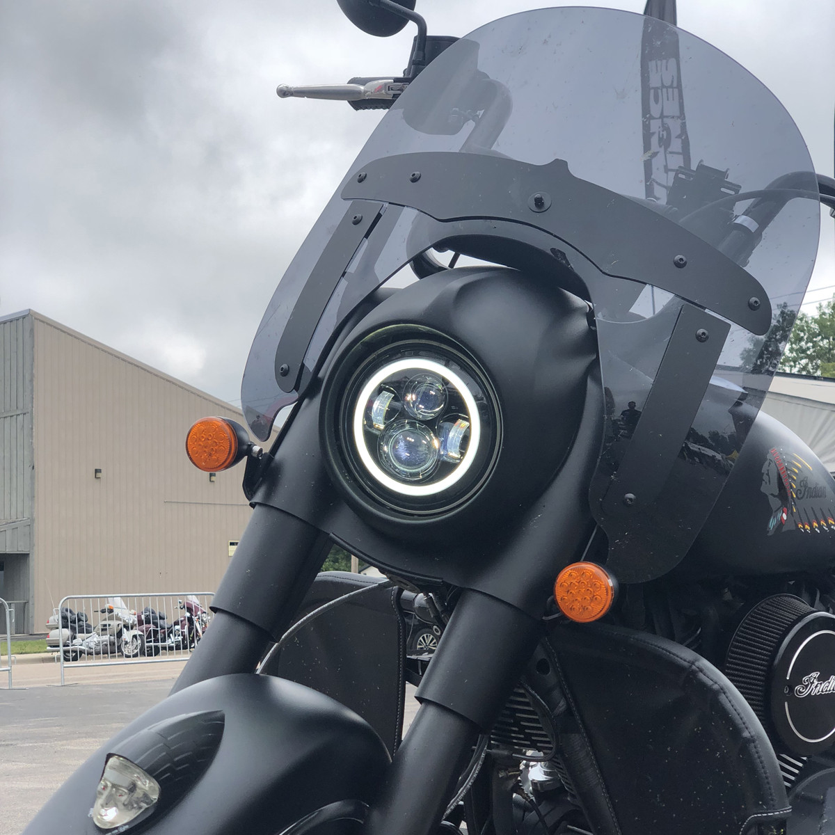 Hogworks 7" Led Black Halomaker® Headlight for Indian® Motorcycles