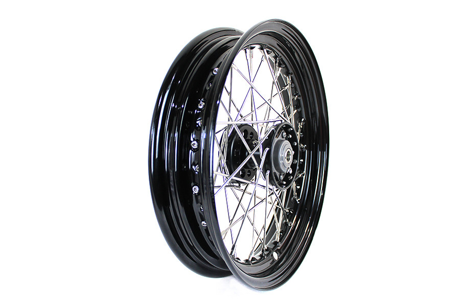 V-Twin #19472SB - 16 inch X 3.00 inch Replica Front or Rear Spoke Wheel
