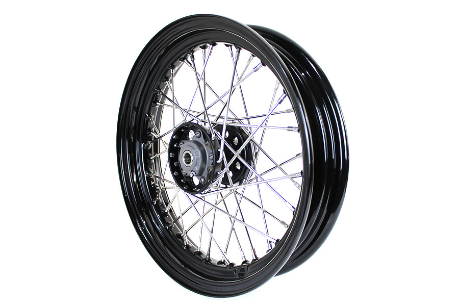 V-Twin #19472SB - 16 inch X 3.00 inch Replica Front or Rear Spoke Wheel