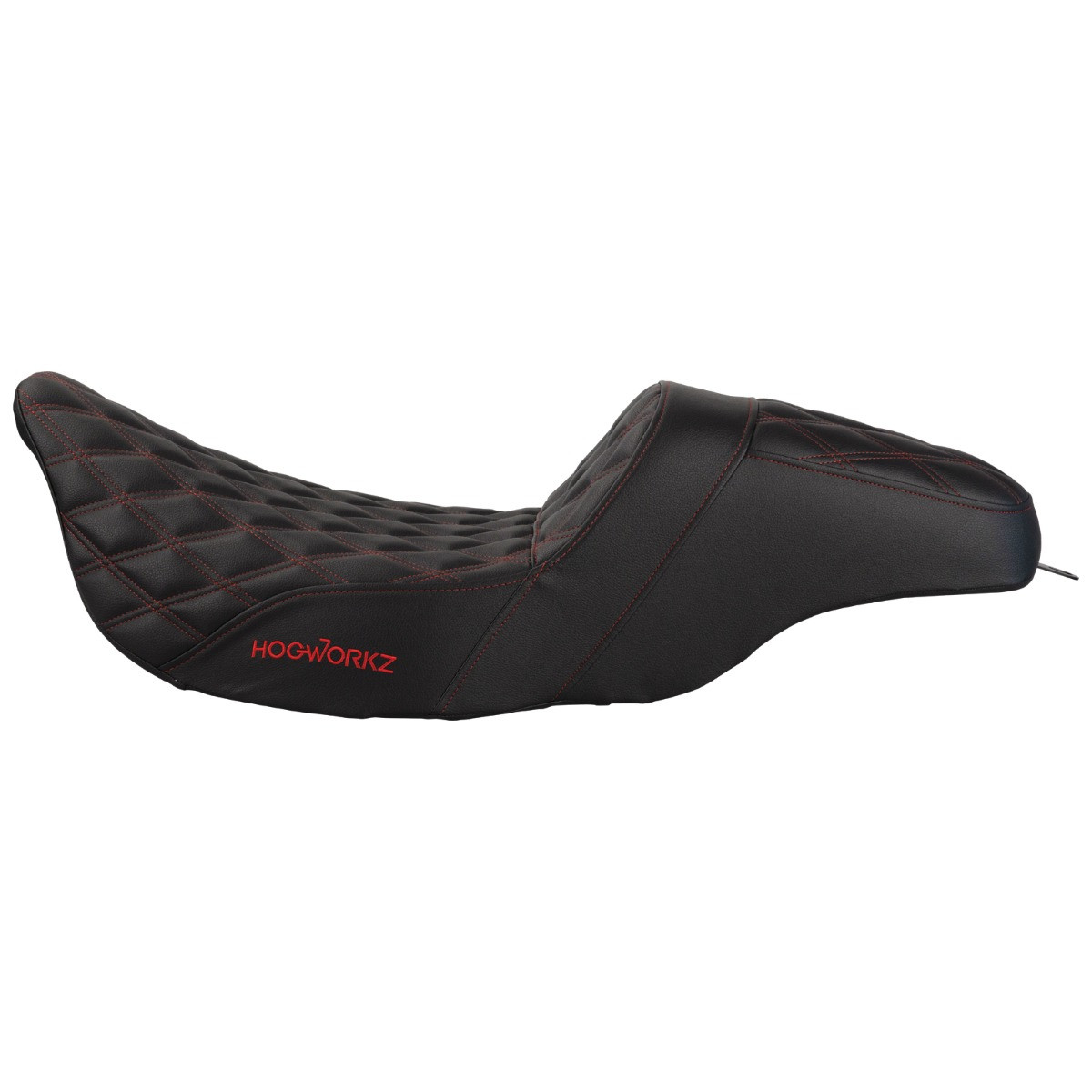 Hogworks Rise Up Seat for Harley® Touring '08-'25 (diamond / Red Stitch)