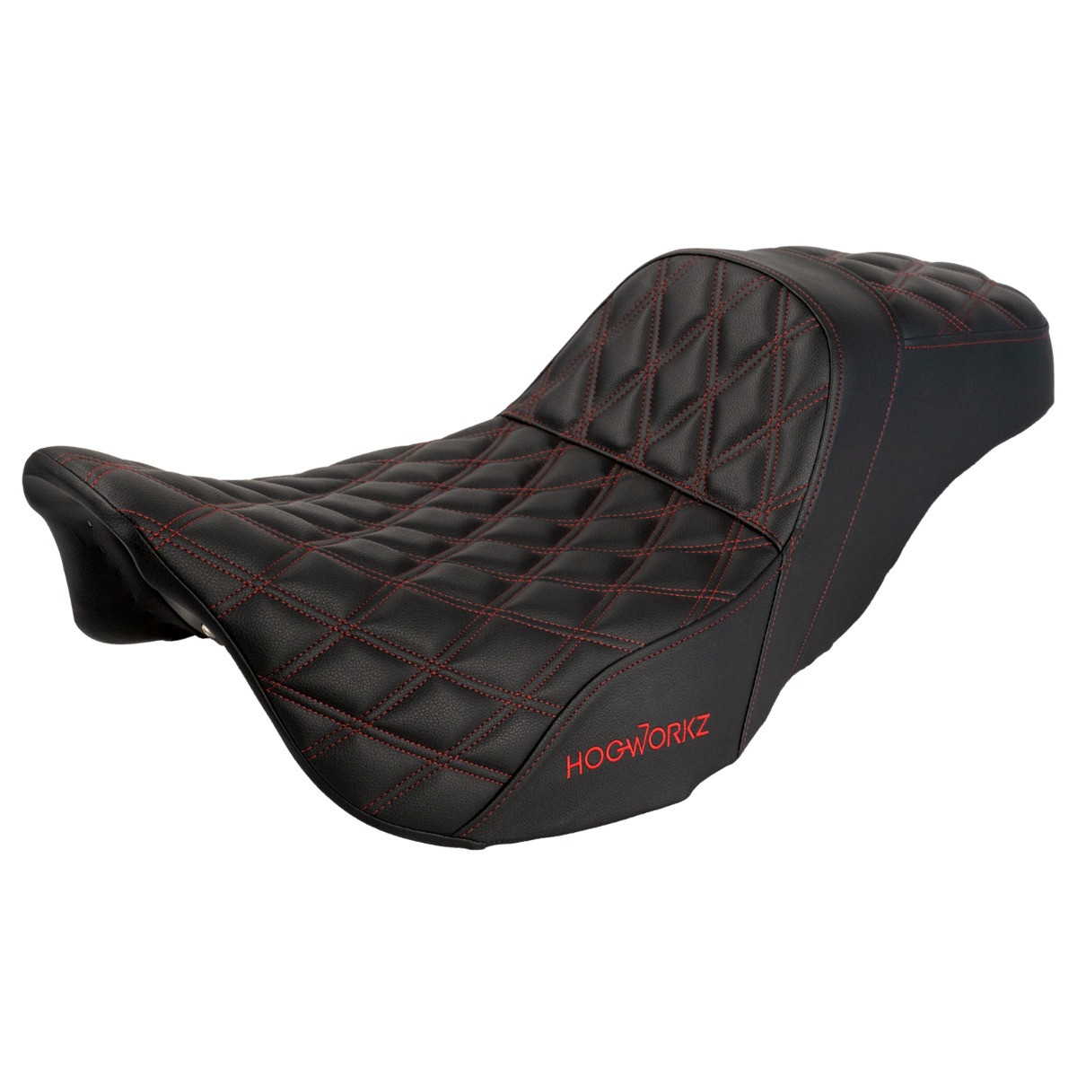 Hogworks Rise Up Seat for Harley® Touring '08-'25 (diamond / Red Stitch)