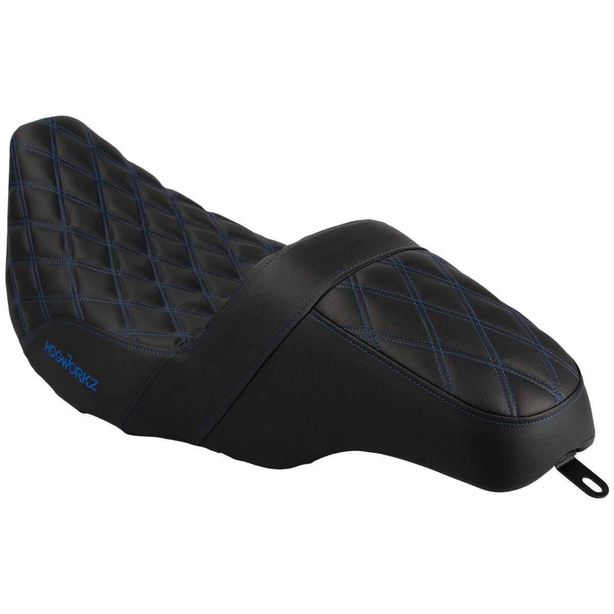 Hogworks Rise Up Seat for Harley® Touring '08-'25 (diamond / Blue Stitch)