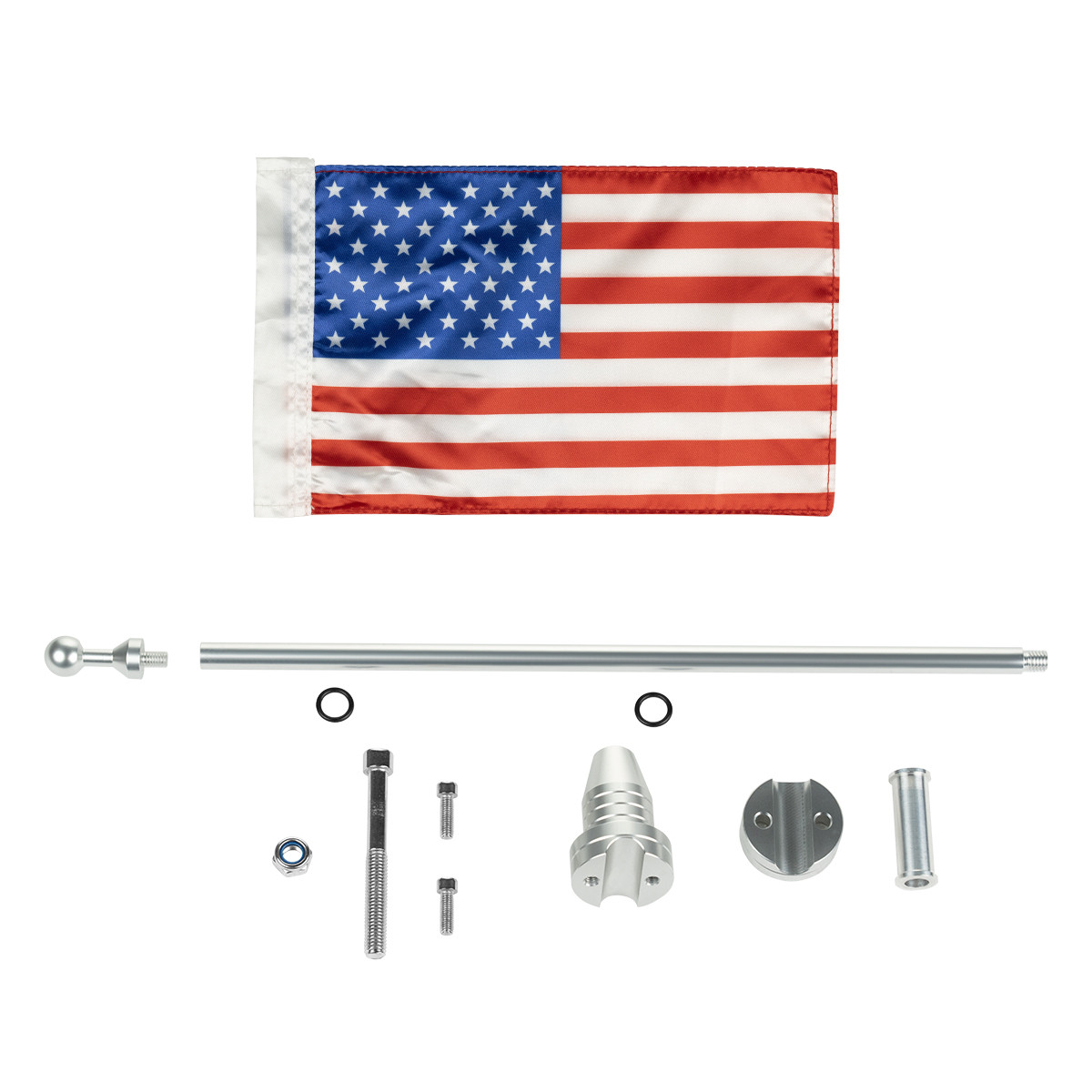 Hogworks Usa Flag / Pole with Luggage Rack Mount for Harley-davidson® | Chrome