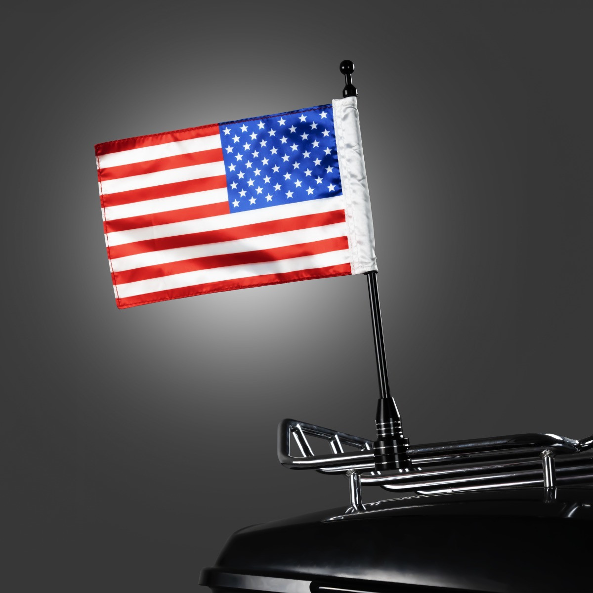 Hogworks Usa Flag / Pole with Luggage Rack Mount for Harley-davidson® | Black