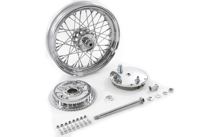 V-Twin - 16 inch x 3.00 inch Wheel and Brake Drum Assembly Chrome