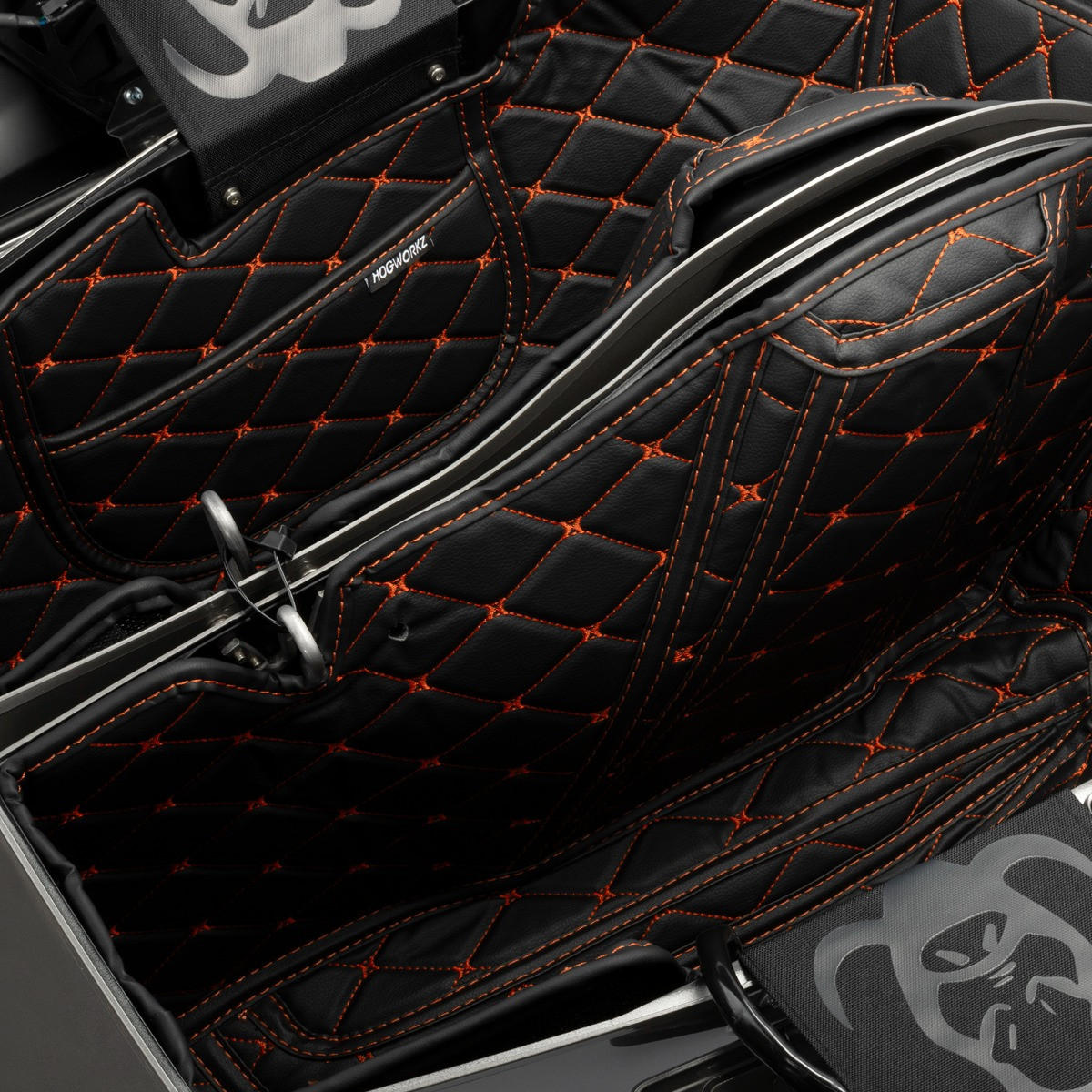 Hogworks Hogworkz® Saddlebag Liners for Harley® Street Glide & Road Glide '24-'25 | Black w/ Orange Stitching