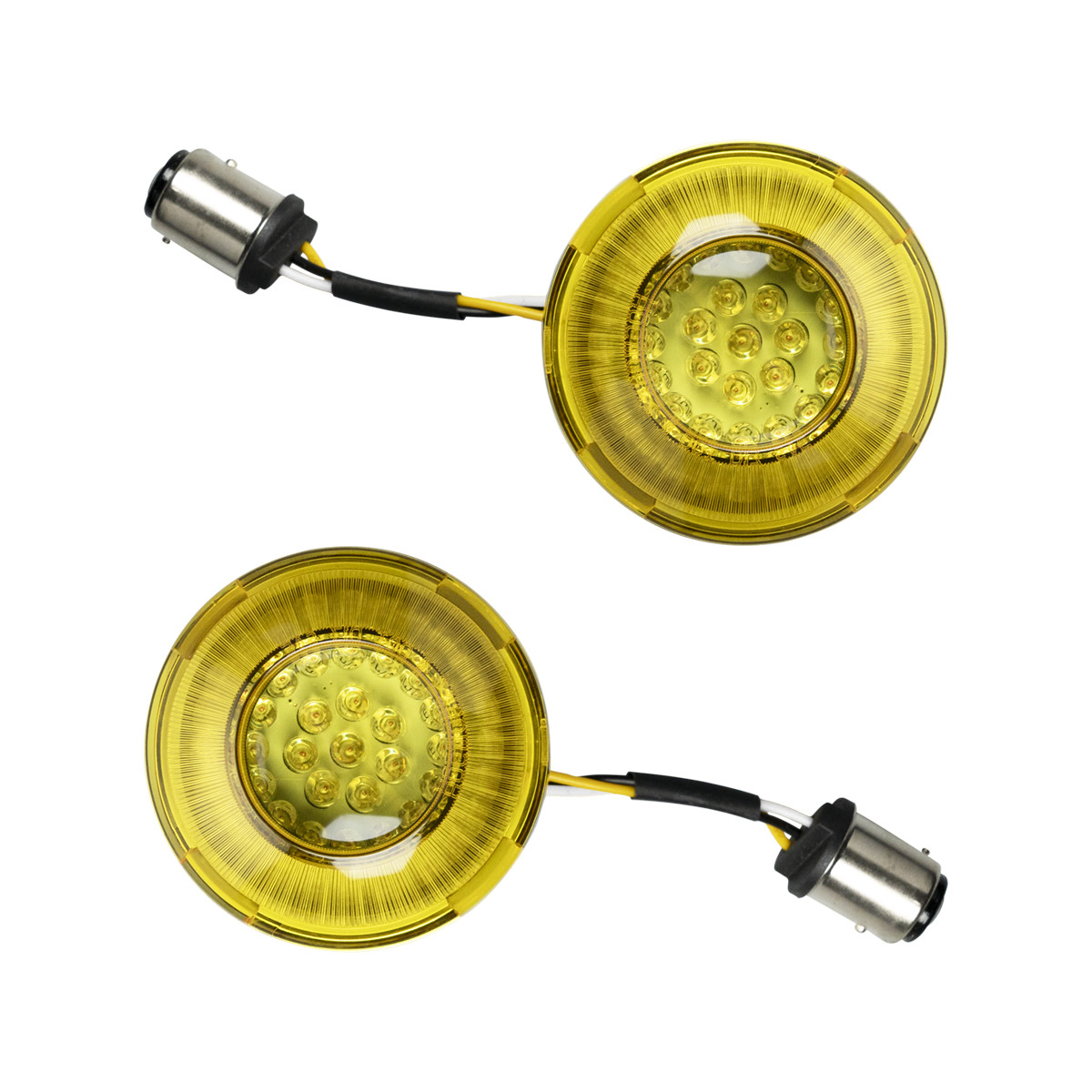 Hogworks Hogworkz® Goldtooth Led Front Turn Signals for Harley-davidson® | 1157 Base, Bullet Lens