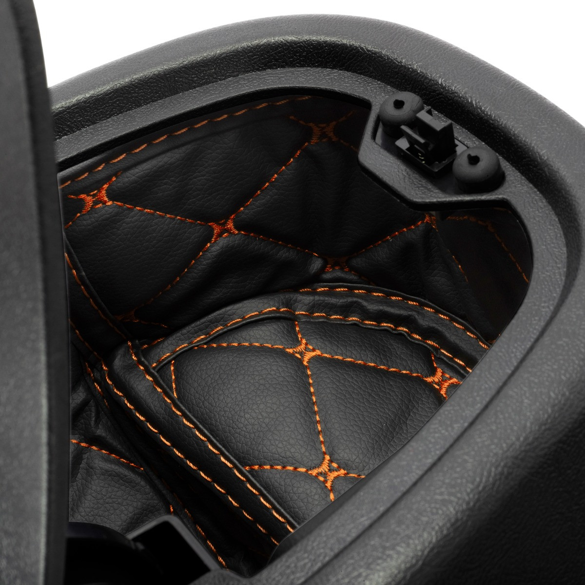 Hogworks Rushmore Lower Fairing Glovebox Liners for Harley® Touring '14-'25 | Black w/ Orange Stitching