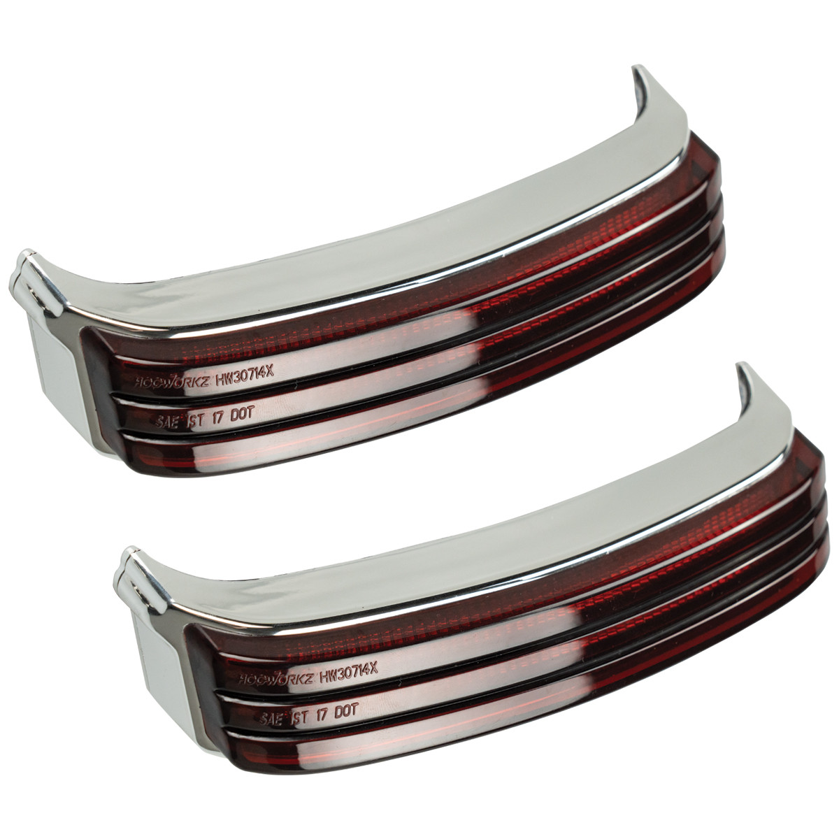 Hogworks Hogworkz® Trilogy Led Saddlebag Lights for Harley® Touring '14-'25 | Chrome (red Lens)