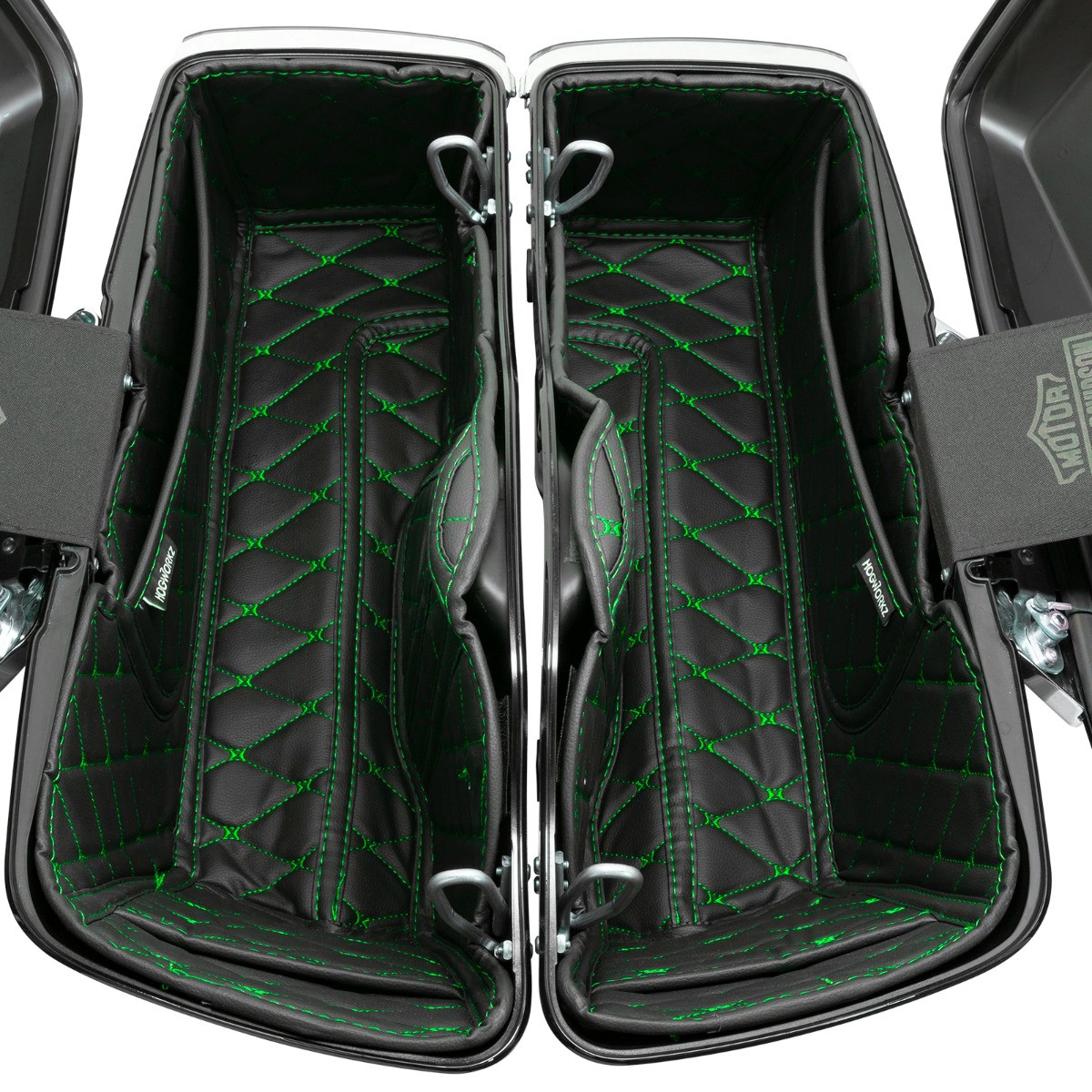 Hogworks Hogworkz® Standard Saddlebag Liners '14-'25 | Black w/ Green Stitching Fits Harley® Oem