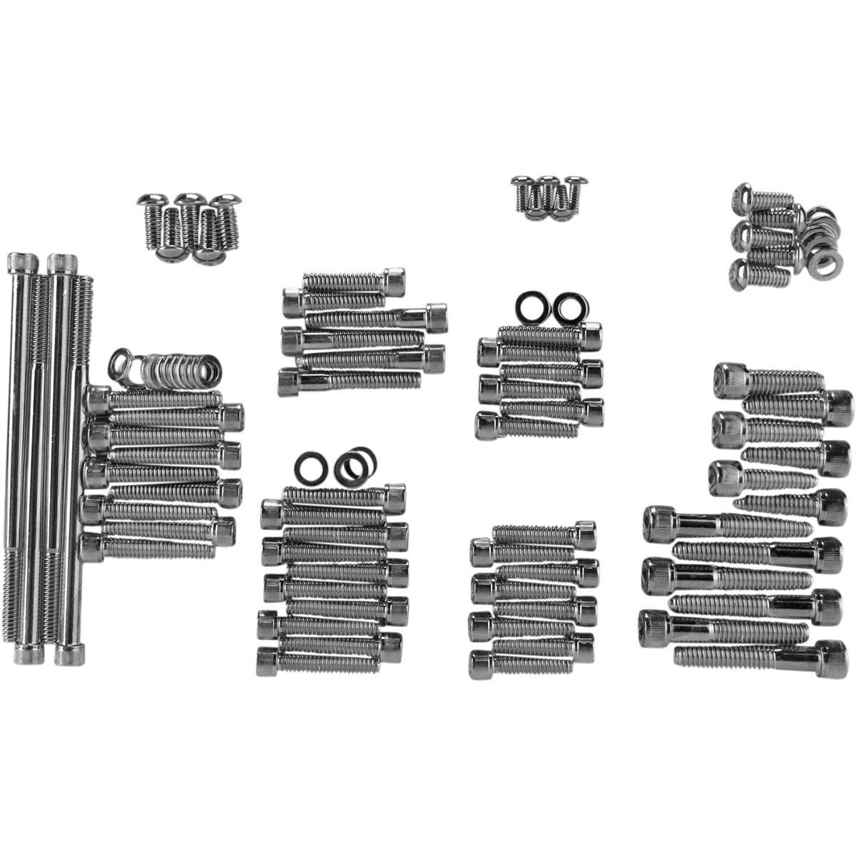 Drag Specialties - Bolt Kit - Complete Motor - Knurled/Socket-Head - Black/Chrome - '07-'16 Touring