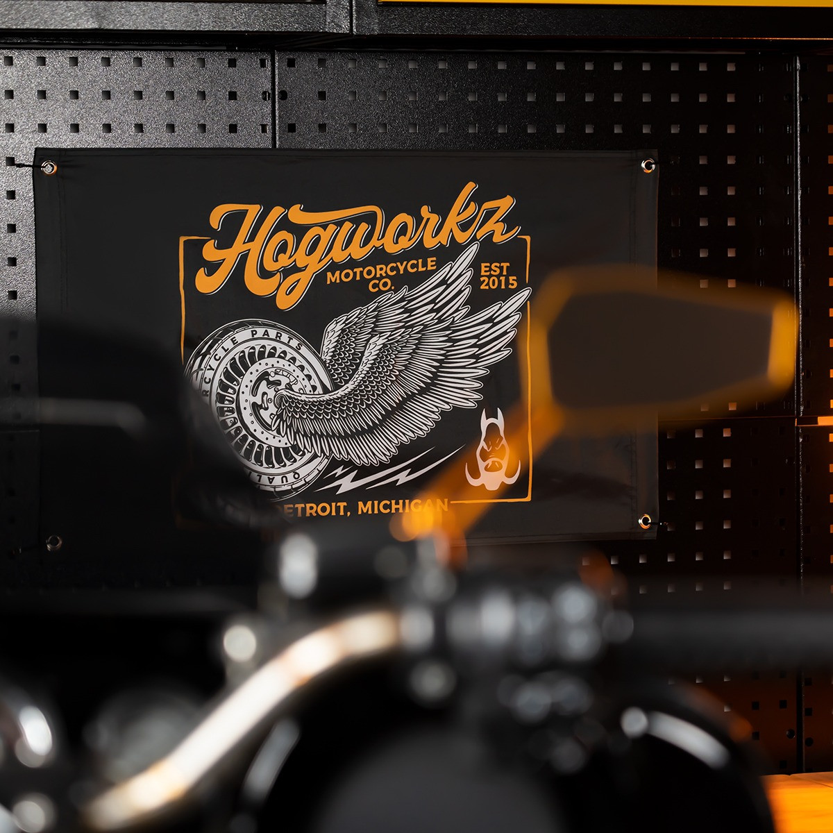 Hogworks Hogworkz® Wheels Up Garage Flag | 18" x 30"