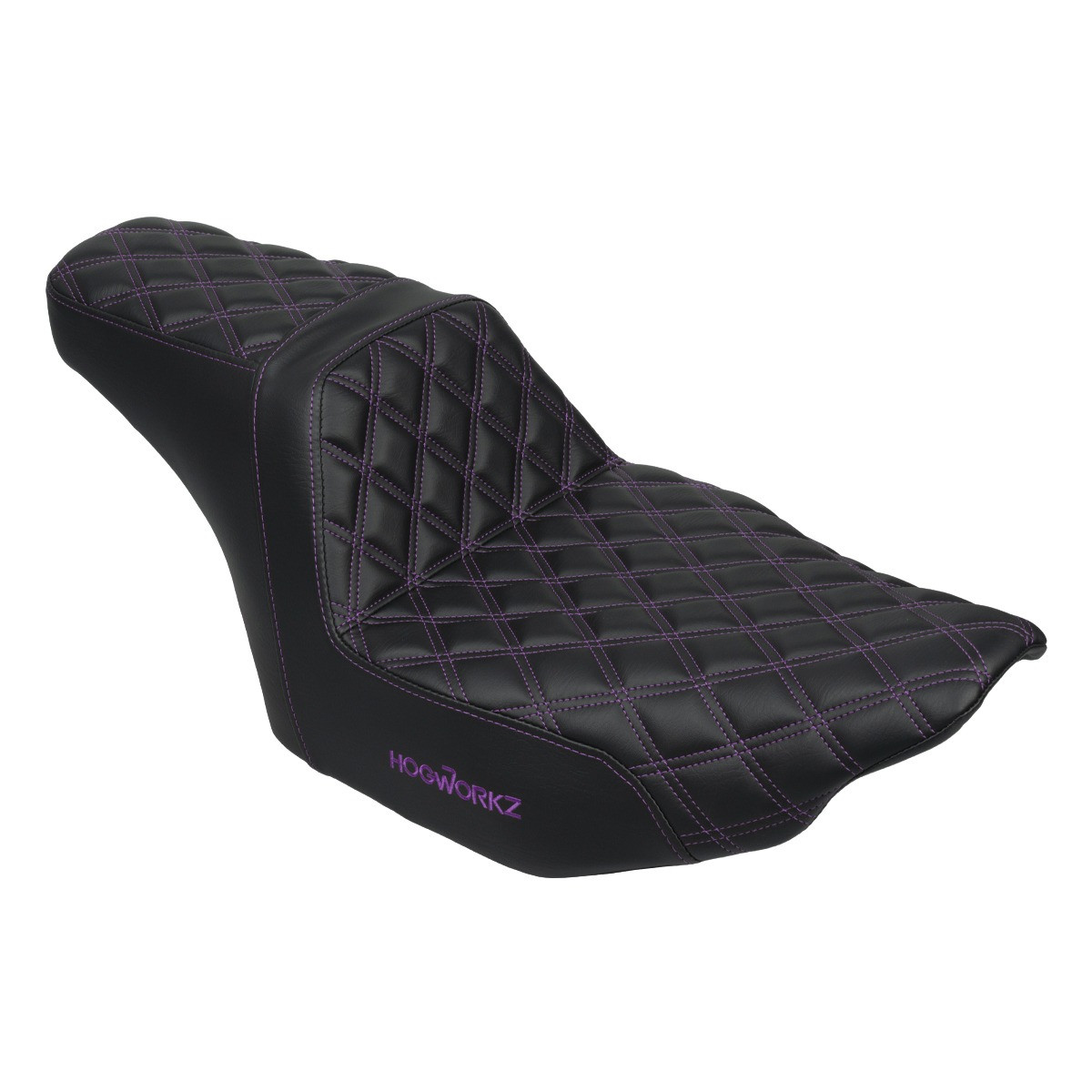 Hogworks Rise Up Seat for Harley® Touring '23.5-'25 (diamond / Purple Stitch)