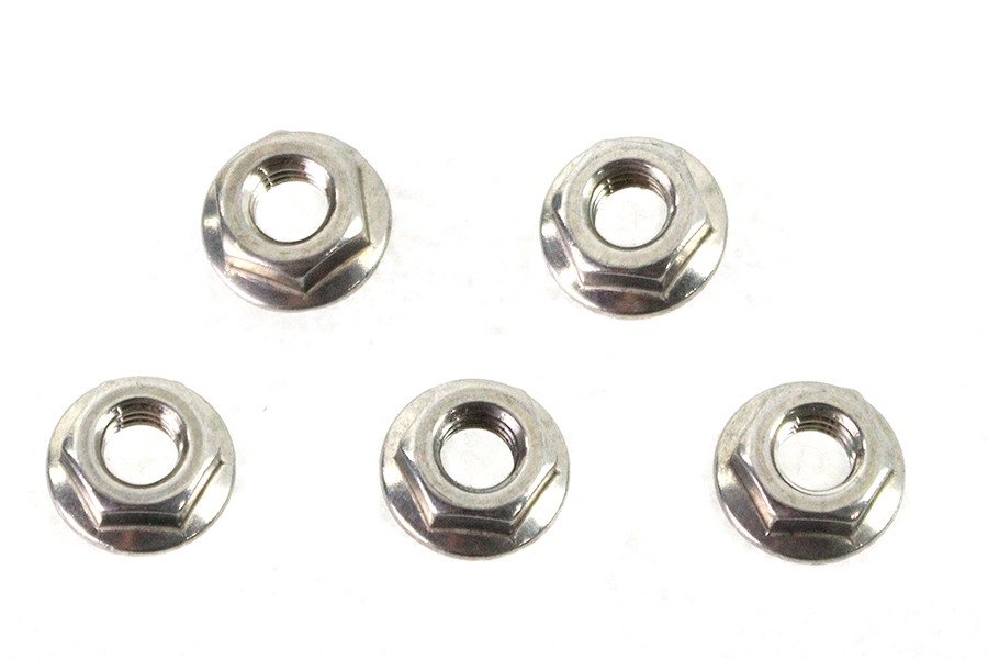 V-Twin - Serrated Hex Flange Nuts 5/16 inch-18 Stainless Steel