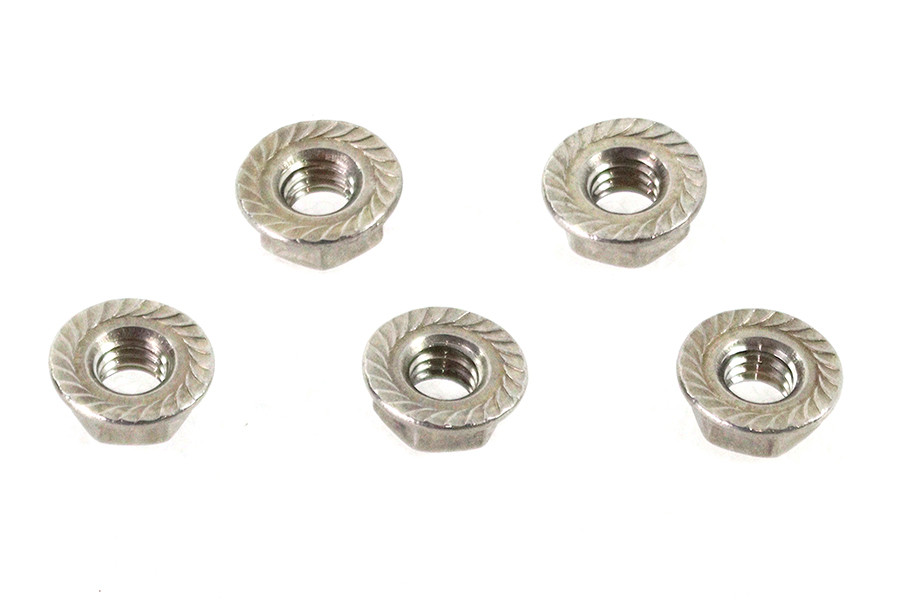 V-Twin - Serrated Hex Flange Nuts 5/16 inch-18 Stainless Steel