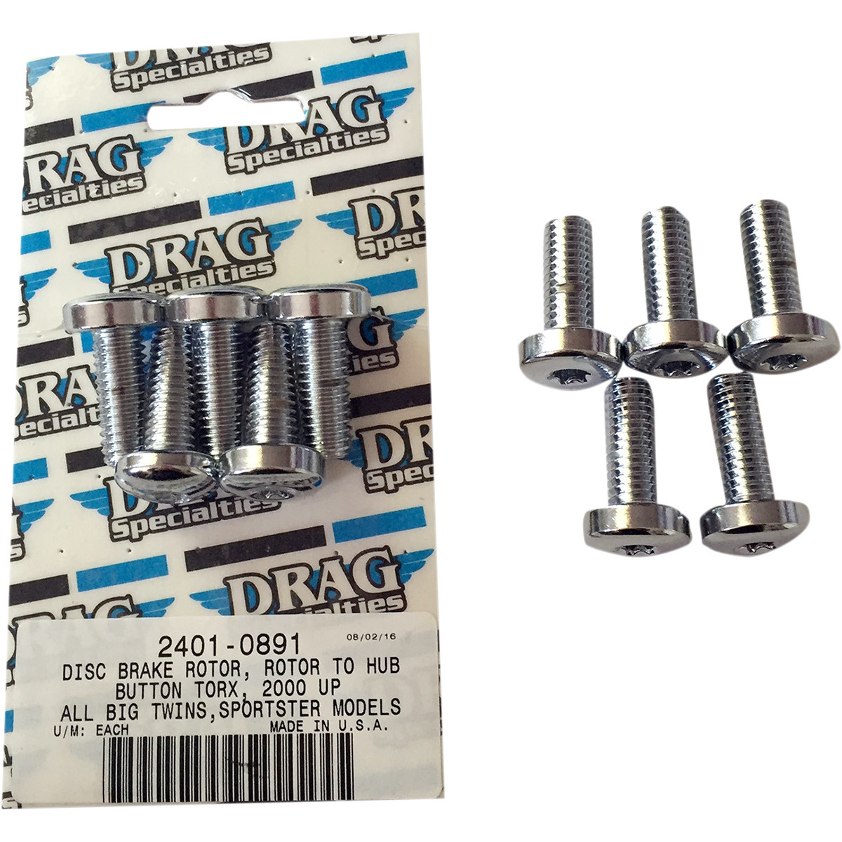 Drag Specialties - Mounting Kit - Rotor to Hub - Rear - Chrome