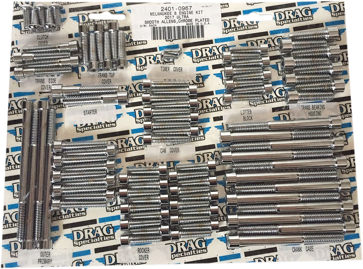 Engine Smooth Allen Bolt Kit - Chrome - M8