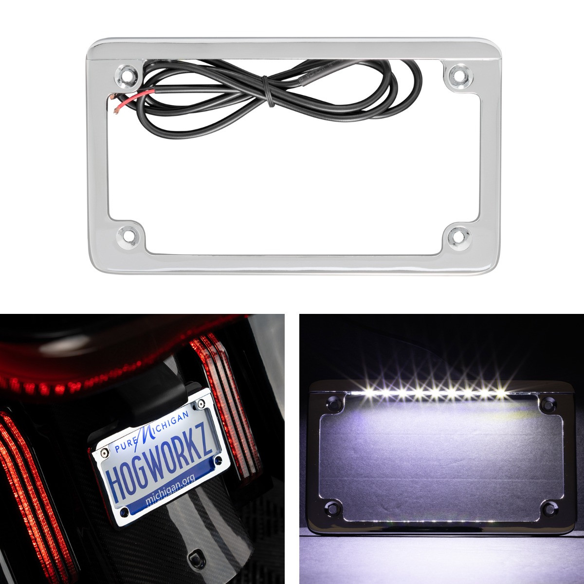 Hogworks Led Low Profile License Plate Frame for Harley-davidson® Motorcycles