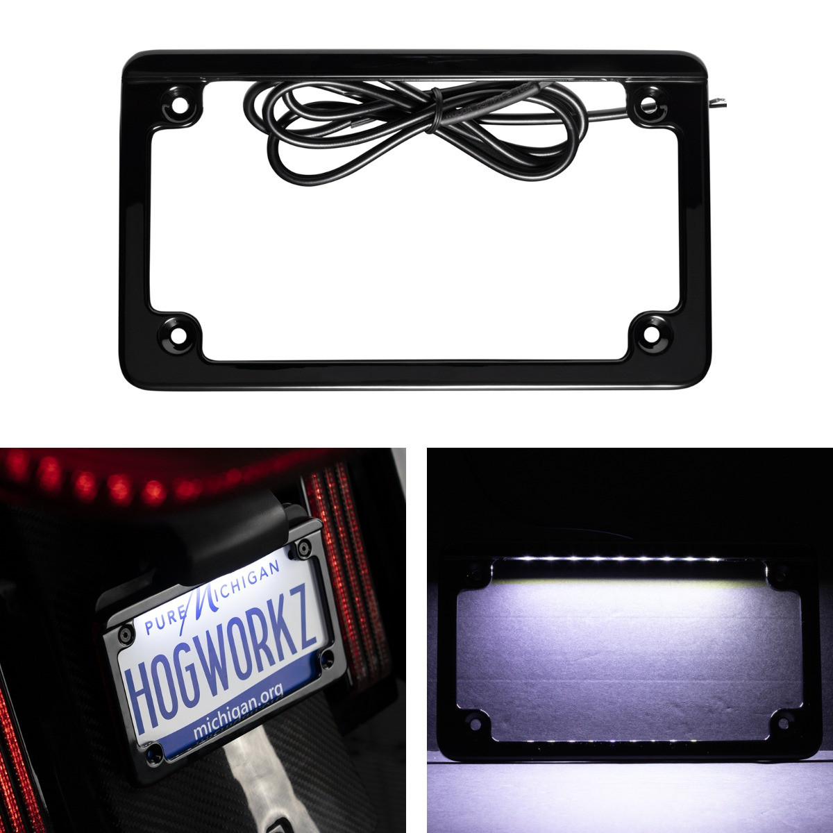 Hogworks Led Low Profile License Plate Frame for Harley-davidson® Motorcycles