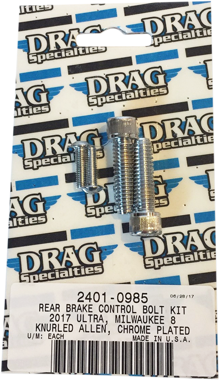 Rear Brake Knurled Bolt Kit - Chrome - M8
