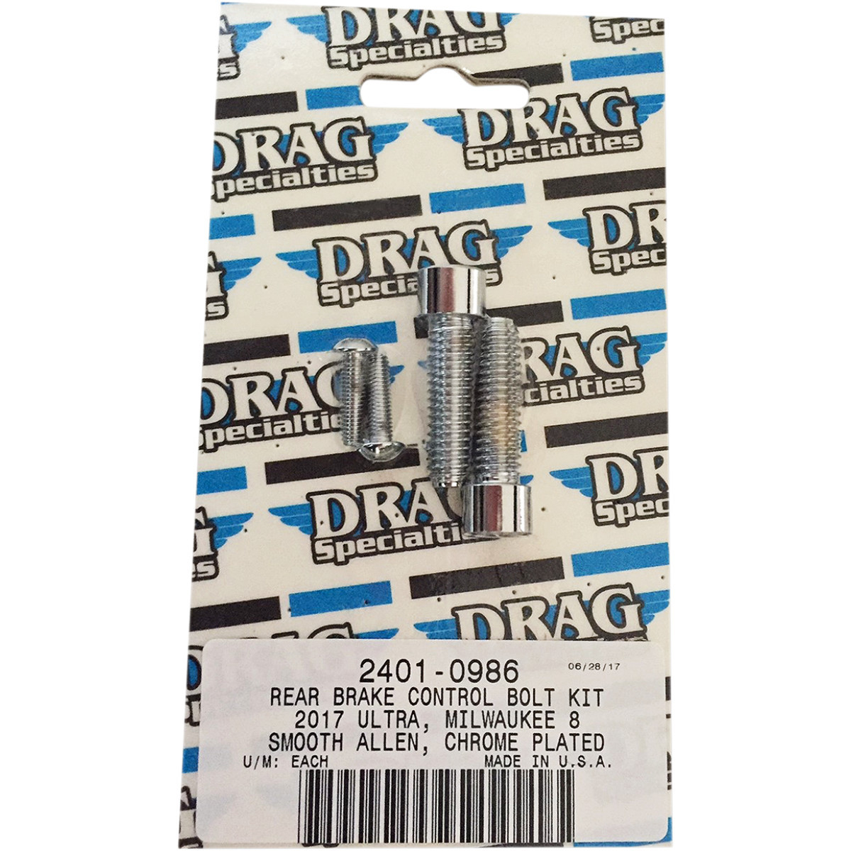 Drag Specialties - Bolt Kit - Rear Brake Control - Smooth/Socket-Head - Chrome - M8