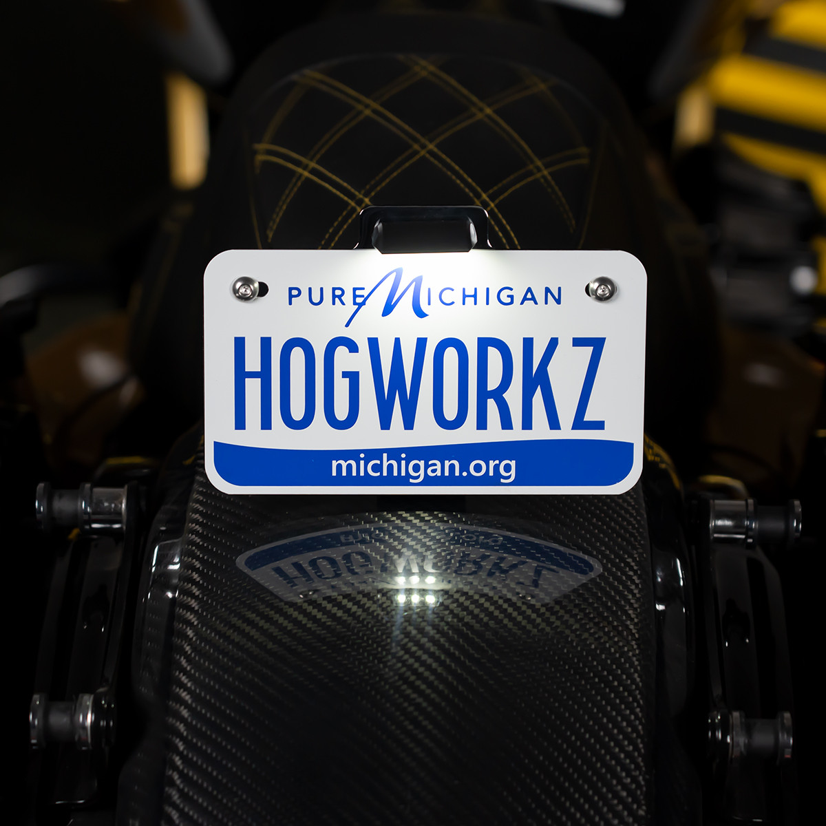 Hogworks Seat Bolt Led Upright License Plate Mount for Harley® Motorcycles