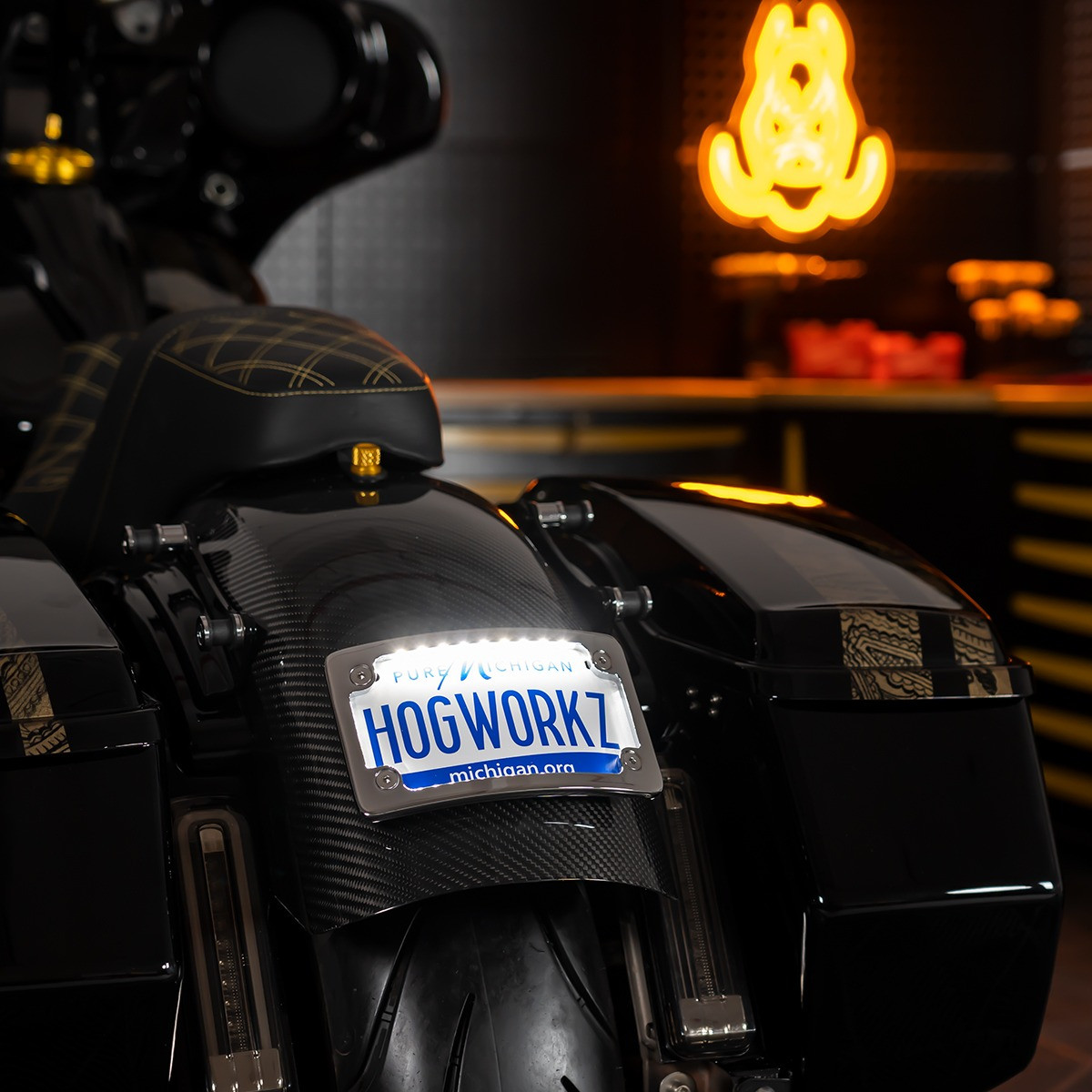 Hogworks Universal Led Flush License Plate Mount for Harley-davidson® Motorcycles