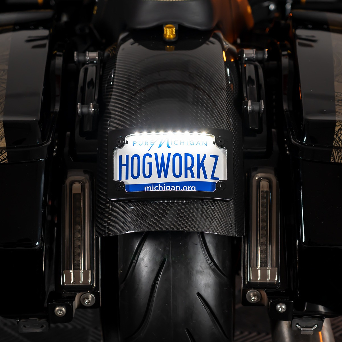 Hogworks Universal Led Flush License Plate Mount for Harley-davidson® Motorcycles
