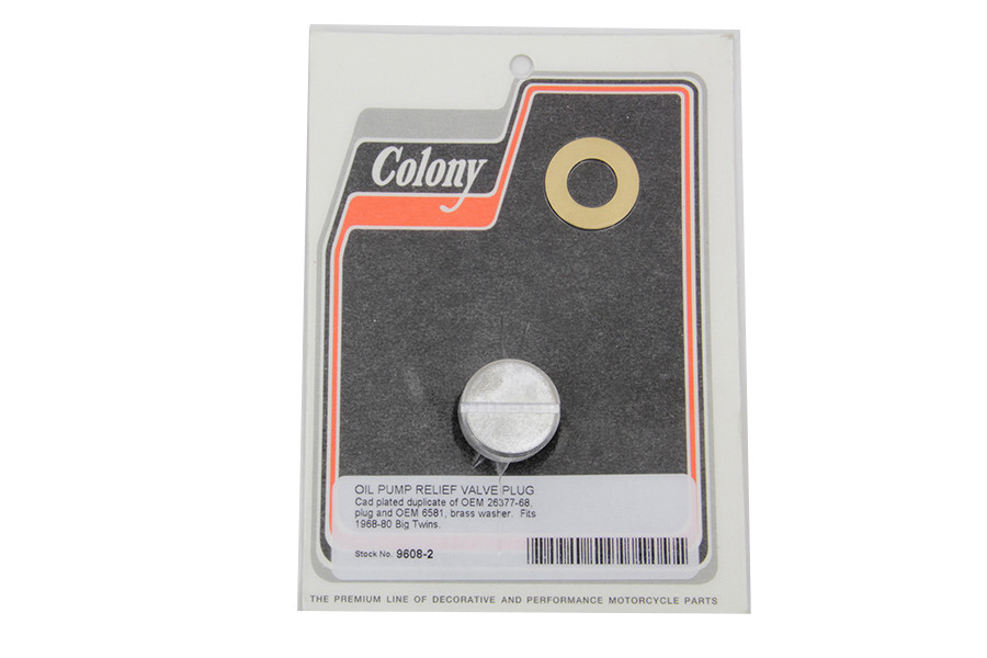 Colony #9608-5 - Oil Pump Relief Valve Plug Cadmium