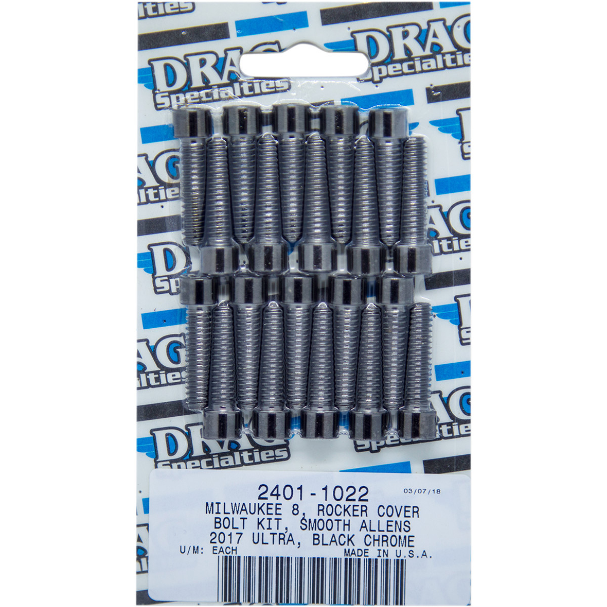 Drag Specialties - Bolt Kit - Rocker Cover - Smooth/Socket-Head - Black/Chrome - M8