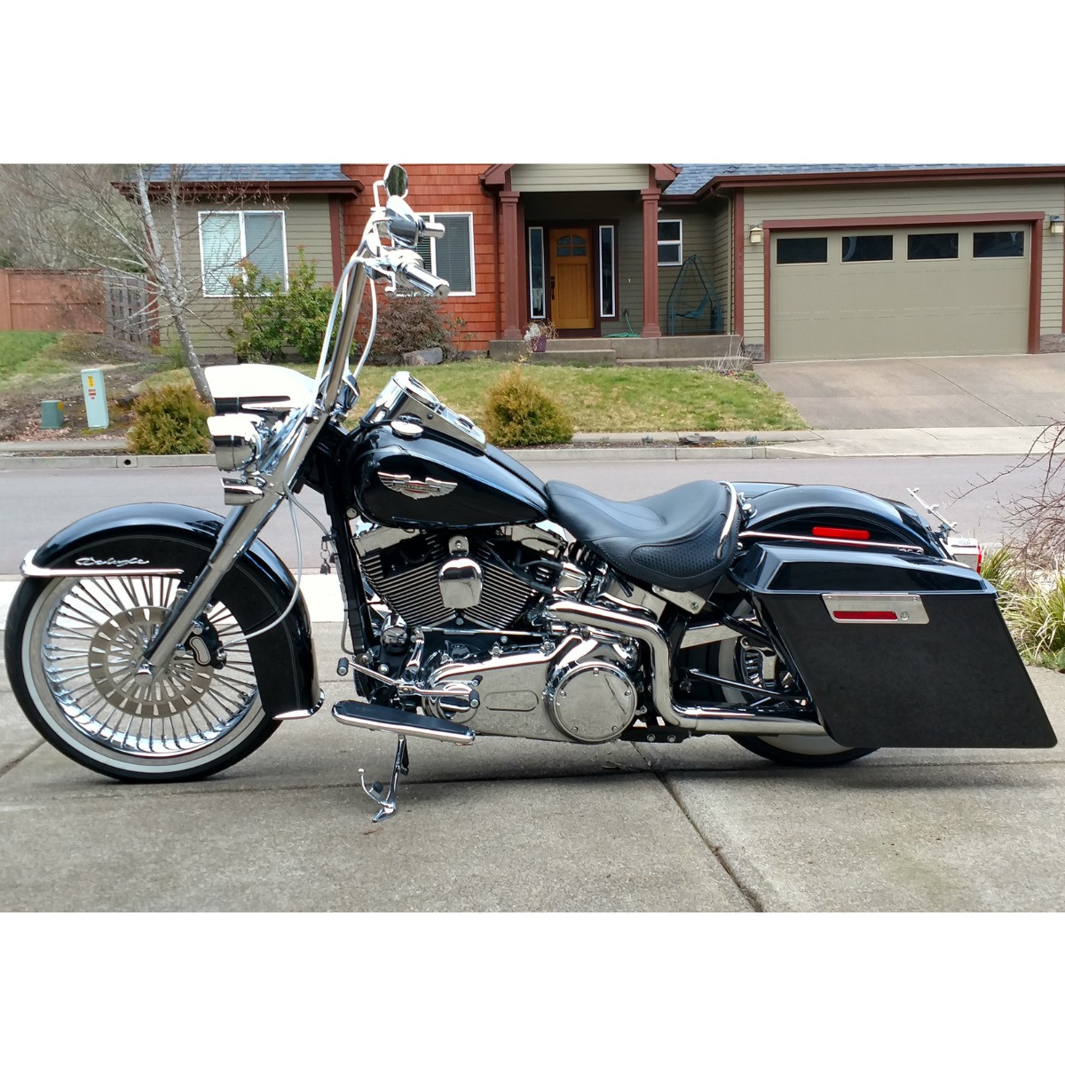 Hogworks Stretched Saddlebag Conversion Kit w/ Chrome Hardware for Harley® Softail '84-'17