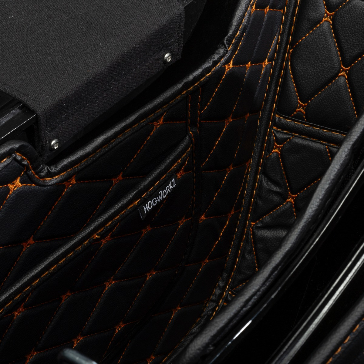 Hogworks Hogworkz® Tapered Stretched Saddlebag Liners '14-'25 | Black w/ Orange Stitching Fits Harley® Oem