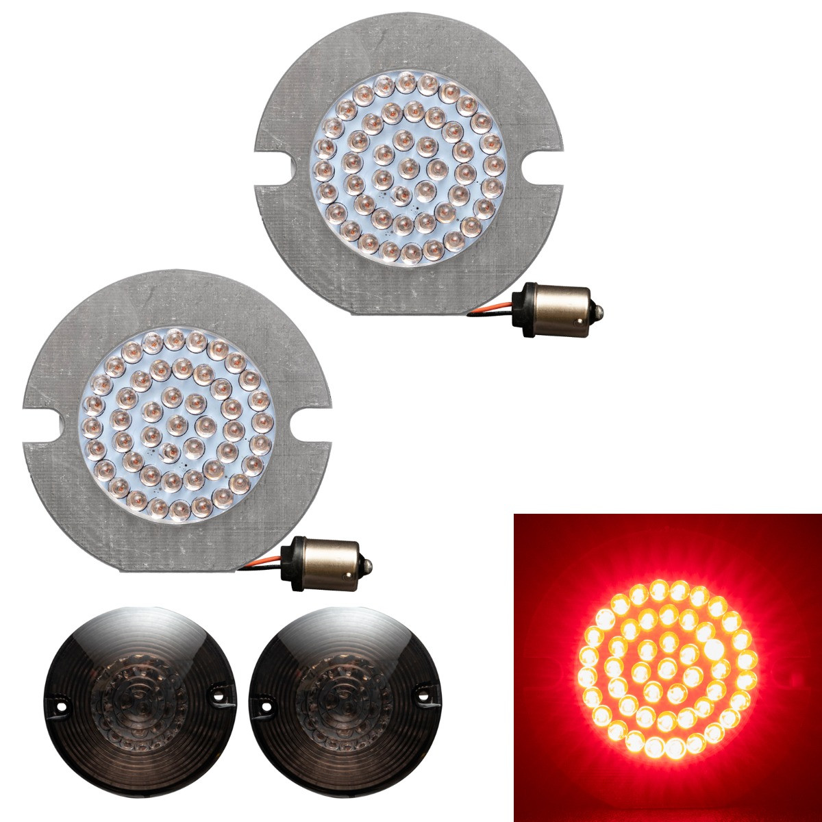 Hogworks Hogworkz® Led Rear Turn Signals for Harley-davidson® | 1156 Base, Flat Lens