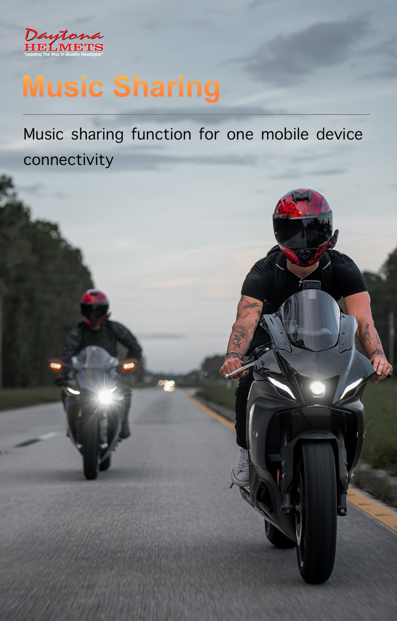 Daytona Helmets Motorcycle Bluetooth Headset - Motorcycle Communication System For All Types of Helmets - Solo