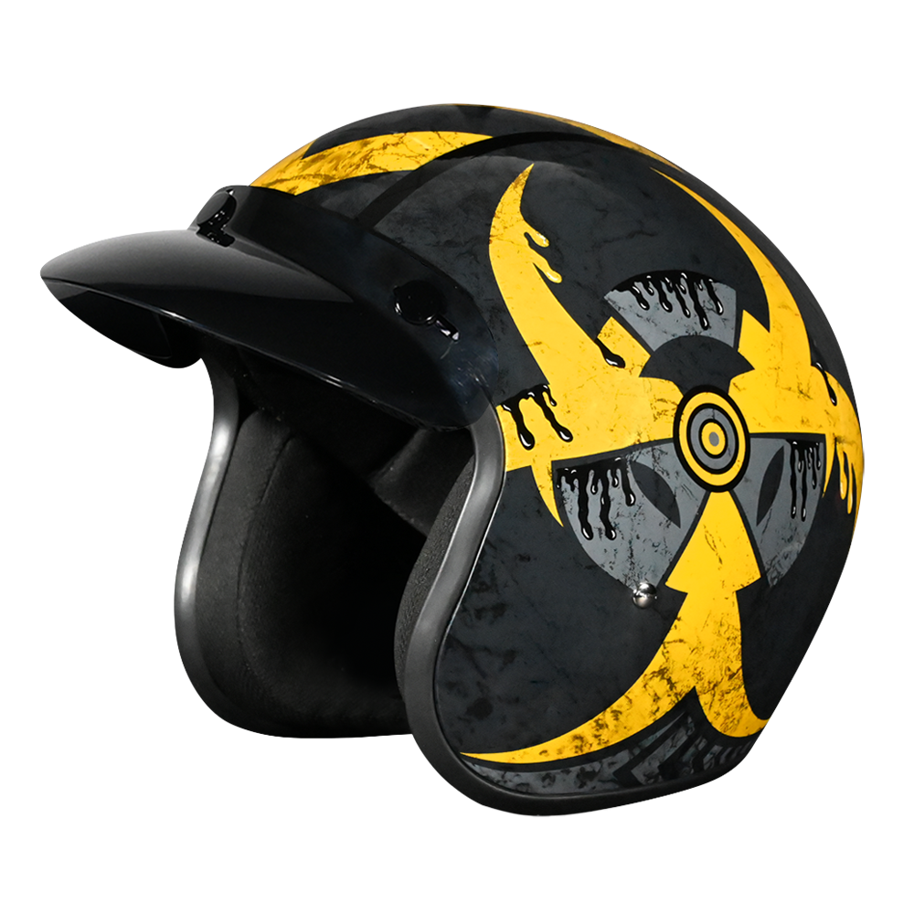Daytona Helmets DOT Approved Daytona Cruiser Open Face Motorcycle Helmet - Men, Women & Youth - With Visor & Graphics - W/ Toxic