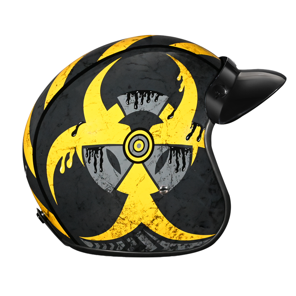 Daytona Helmets DOT Approved Daytona Cruiser Open Face Motorcycle Helmet - Men, Women & Youth - With Visor & Graphics - W/ Toxic
