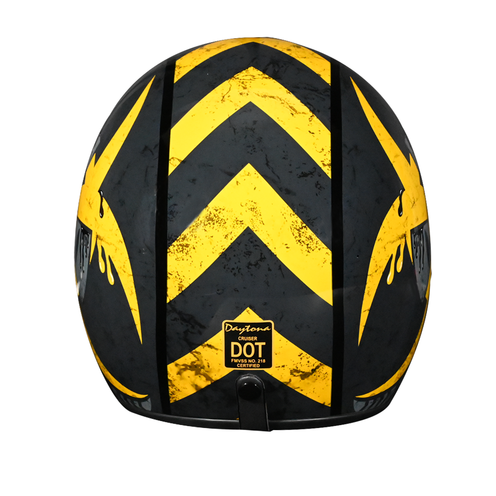 Daytona Helmets DOT Approved Daytona Cruiser Open Face Motorcycle Helmet - Men, Women & Youth - With Visor & Graphics - W/ Toxic