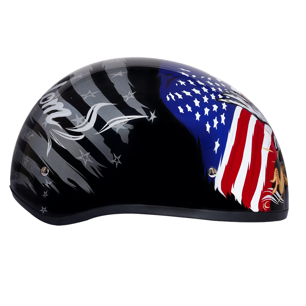 Daytona Helmets DOT Approved Daytona Motorcycle Half Face Helmet - Skull Cap Graphics for Men & Women, Scooters, ATVs, UTVs & Choppers - W/ Freedom 2.0