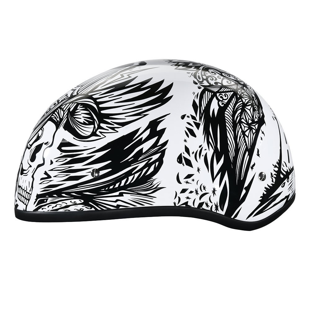 Daytona Helmets DOT Approved Daytona Motorcycle Half Face Helmet - Skull Cap Graphics for Men & Women, Scooters, ATVs, UTVs & Choppers - W/ Live Fast