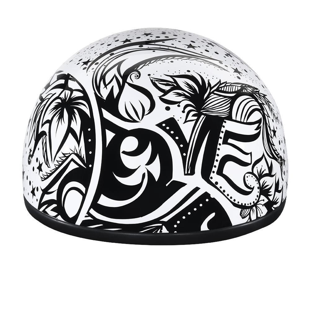 Daytona Helmets DOT Approved Daytona Motorcycle Half Face Helmet - Skull Cap Graphics for Men & Women, Scooters, ATVs, UTVs & Choppers - W/ Lovesee
