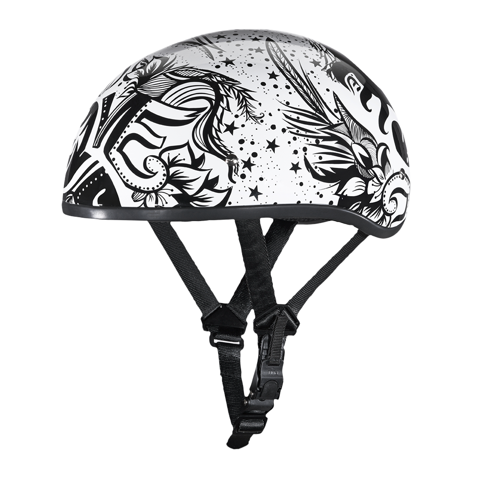 Daytona Helmets DOT Approved Daytona Motorcycle Half Face Helmet - Skull Cap Graphics for Men & Women, Scooters, ATVs, UTVs & Choppers - W/ Lovesee