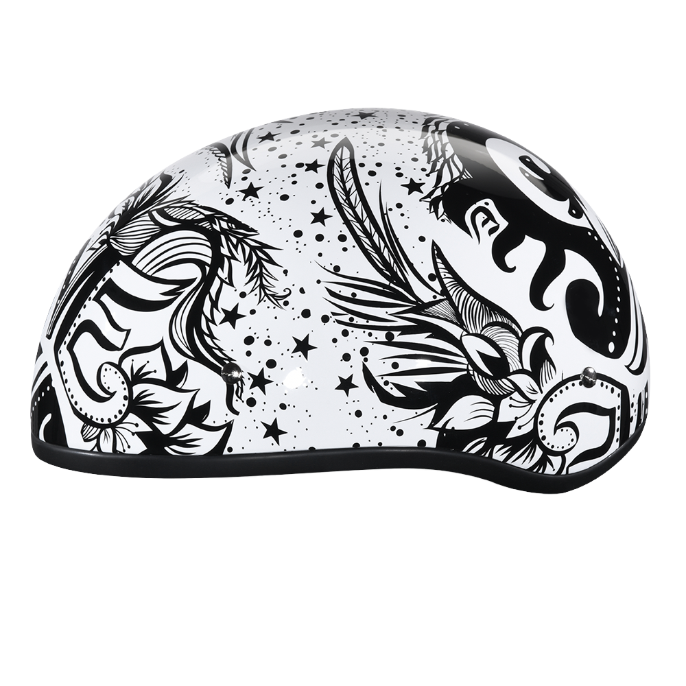 Daytona Helmets DOT Approved Daytona Motorcycle Half Face Helmet - Skull Cap Graphics for Men & Women, Scooters, ATVs, UTVs & Choppers - W/ Lovesee